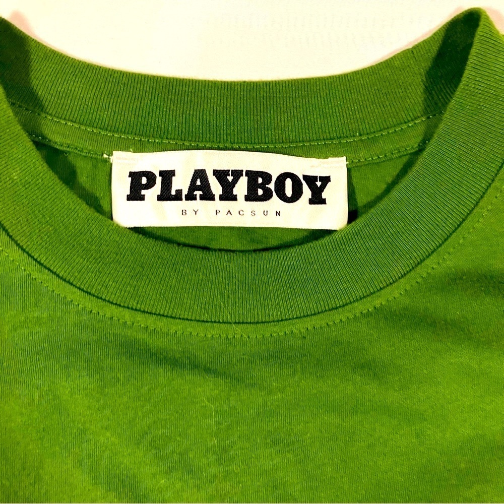 NWOT PacSun x Playboy collaboration Green Graphic short sleeve T-Shirt Men sz L - Picture 3 of 8